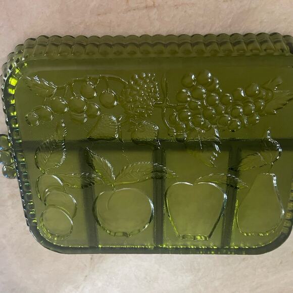 Vintage 1970s Green Indiana Glass Serving Tray - Picture 3 of 8